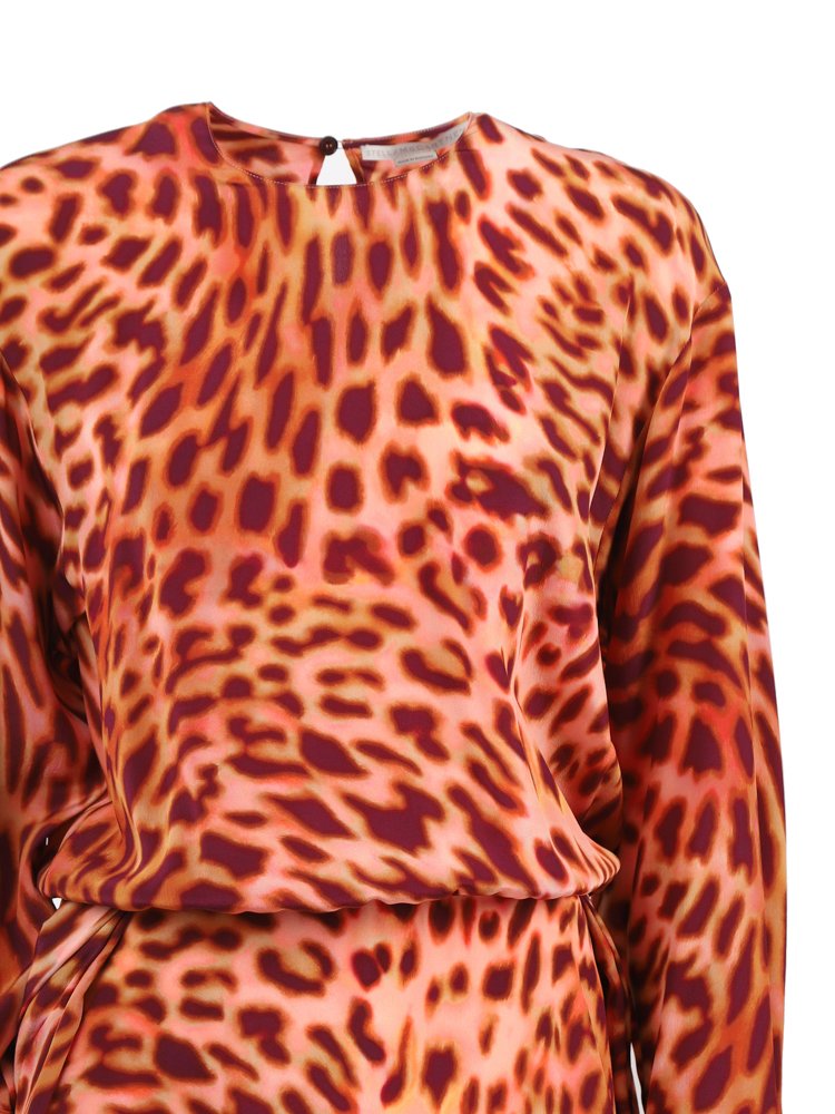 Stella McCartney 獵豹印花不對稱迷你連身裙