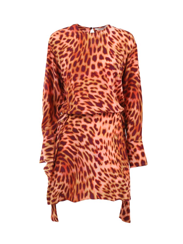Stella McCartney 獵豹印花不對稱迷你連身裙