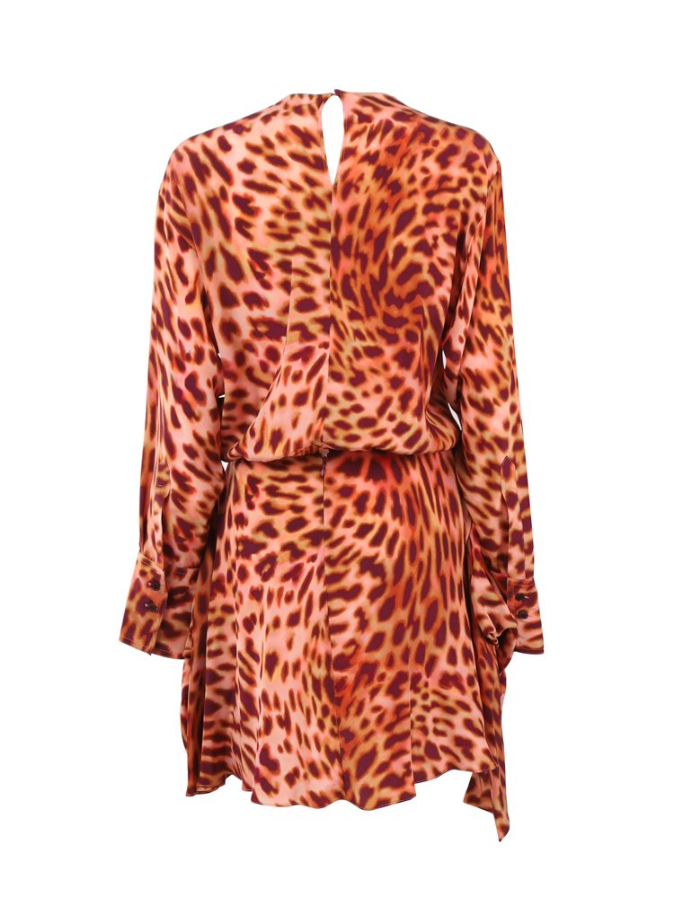 Stella McCartney 獵豹印花不對稱迷你連身裙