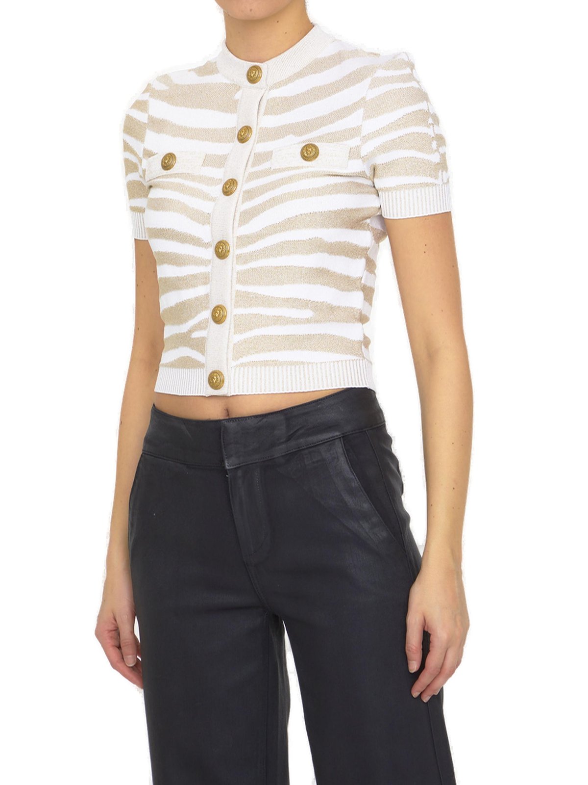 Balmain 斑馬針織開襟衫