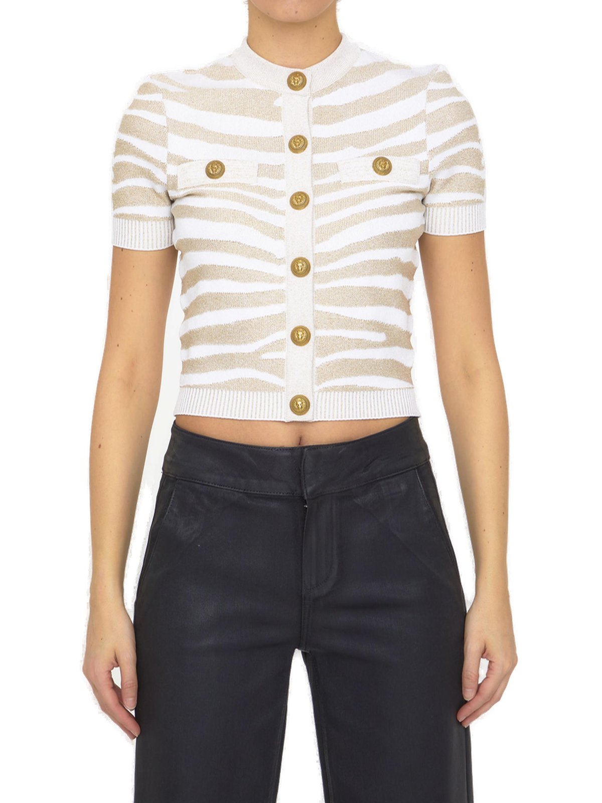 Balmain 斑馬針織開襟衫