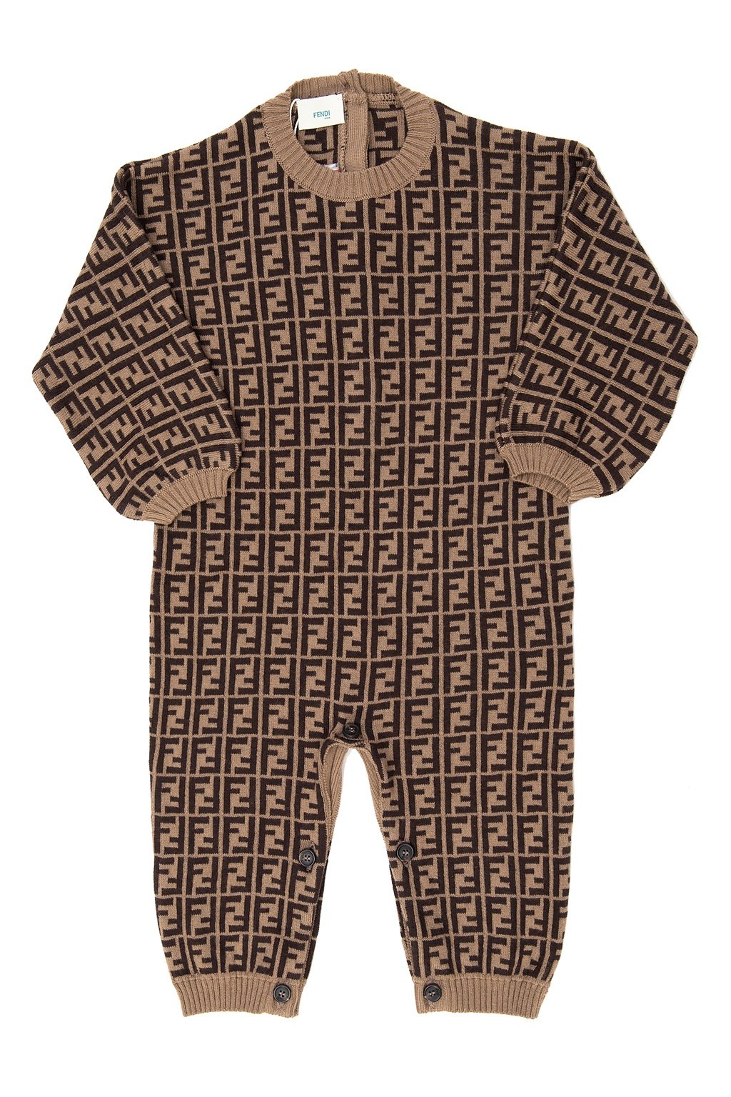 Fendi Kids FF Intarsia Knitted Playsuit
