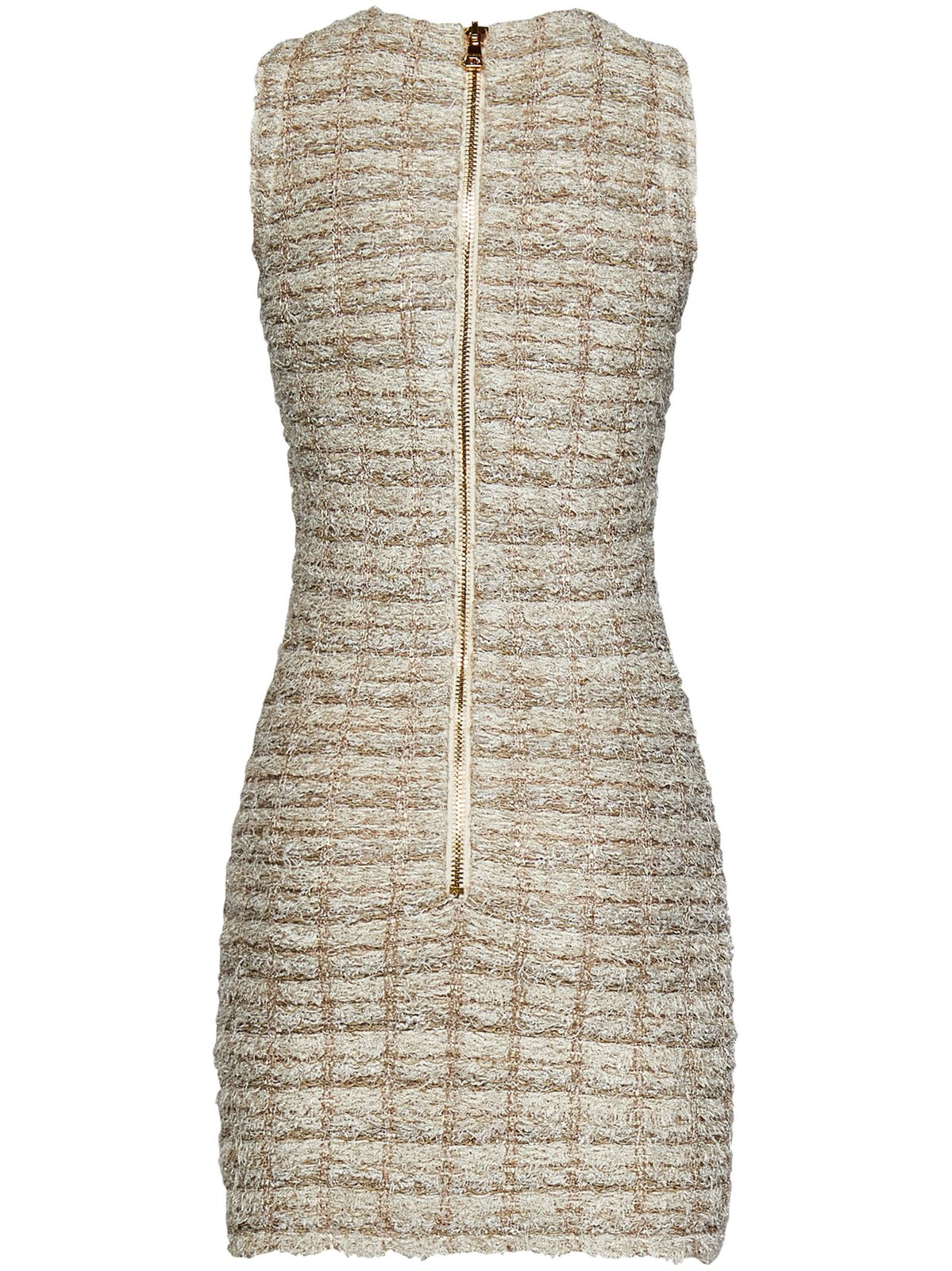 Balmain Buttoned Sleeveless Tweed Mini Dress