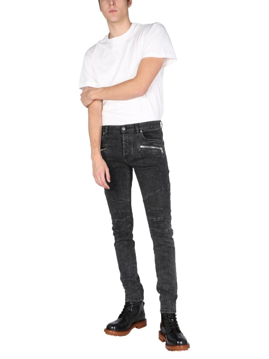 Balmain リブニー スキニー ジーンズ