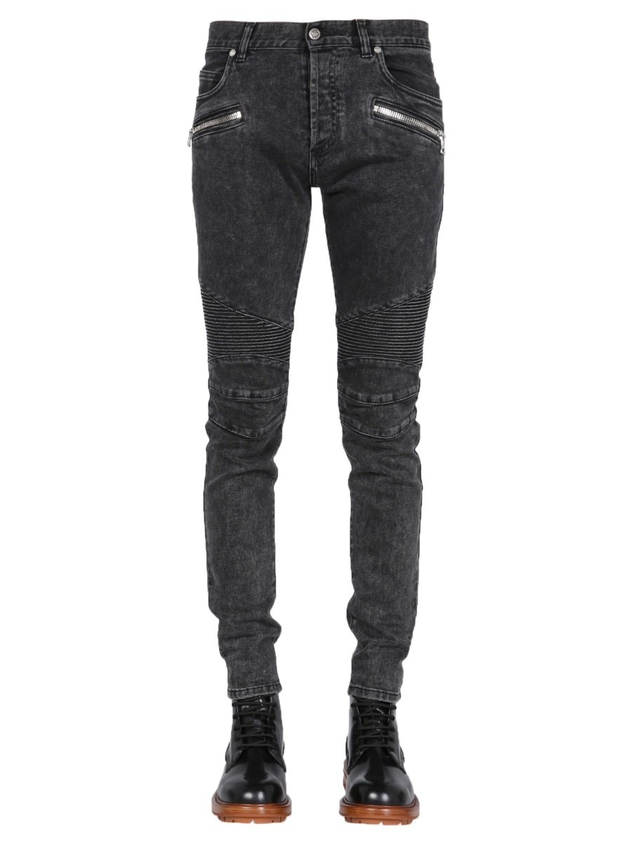 Balmain リブニー スキニー ジーンズ