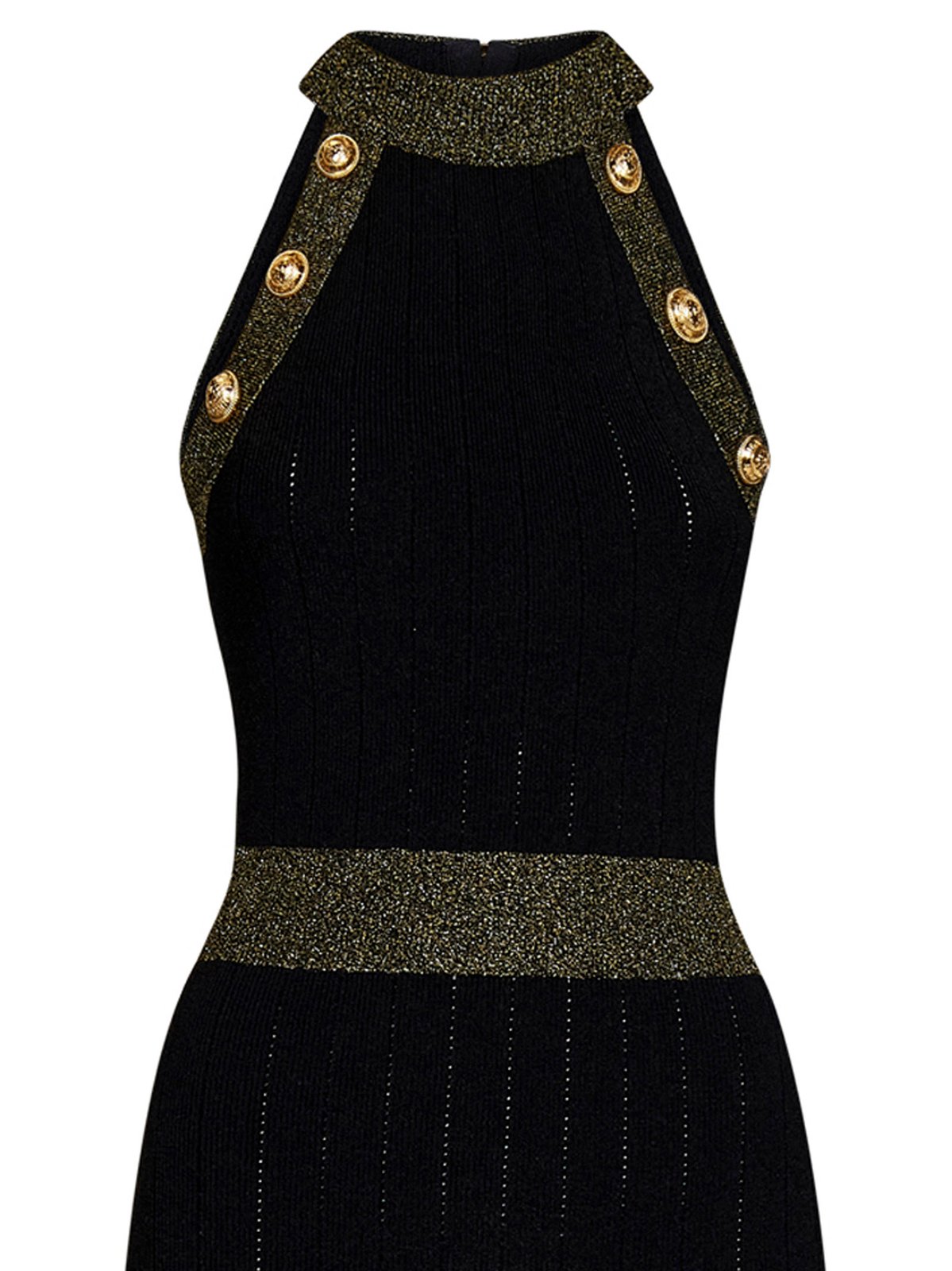 Balmain ボタンディテール ホルターネック ニット ミディワンピース