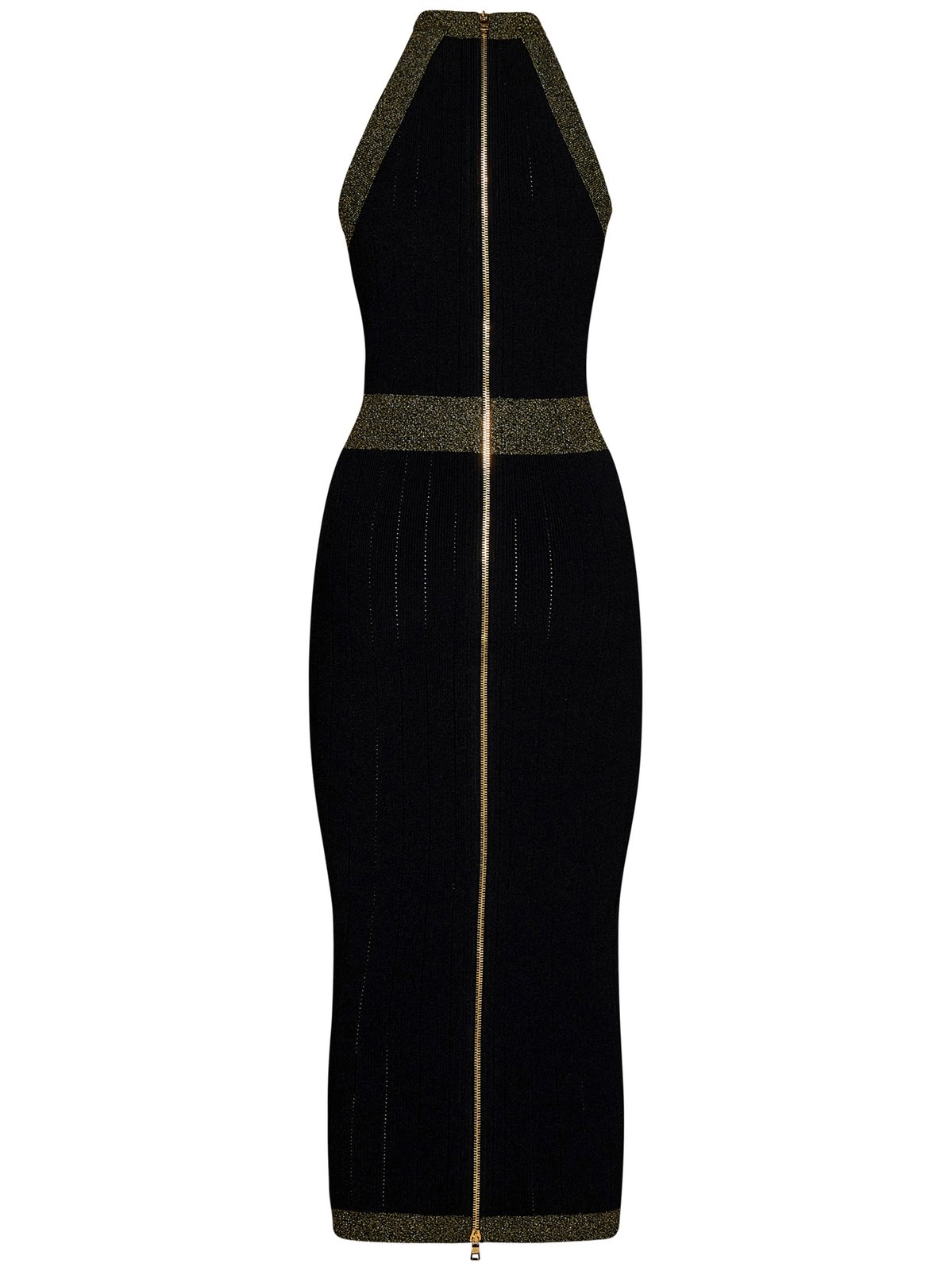 Balmain ボタンディテール ホルターネック ニット ミディワンピース