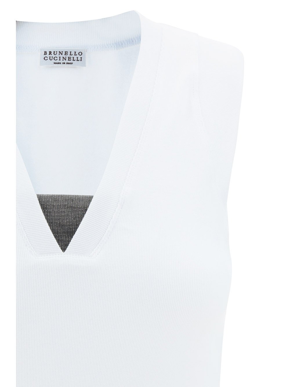 Brunello Cucinelli Ribbed Hem V-Neck Top