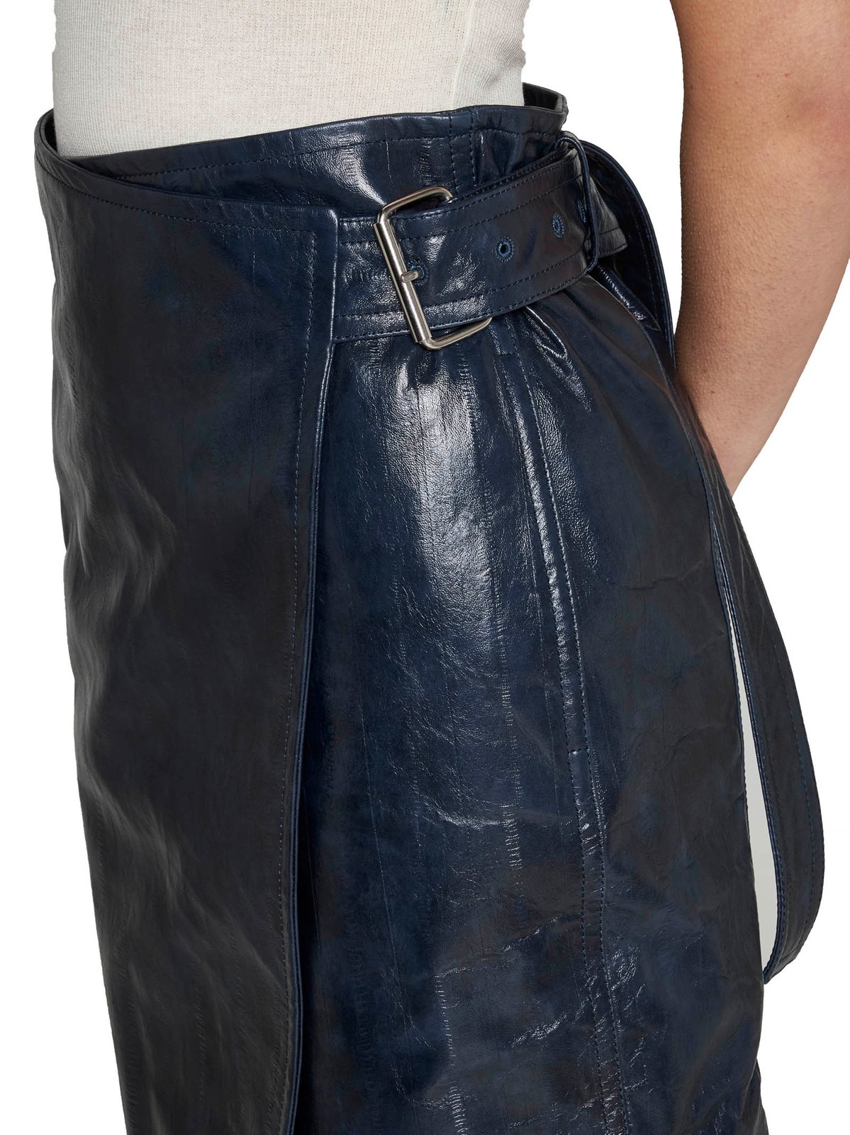 Bottega Veneta Embossed Leather Midi Skirt