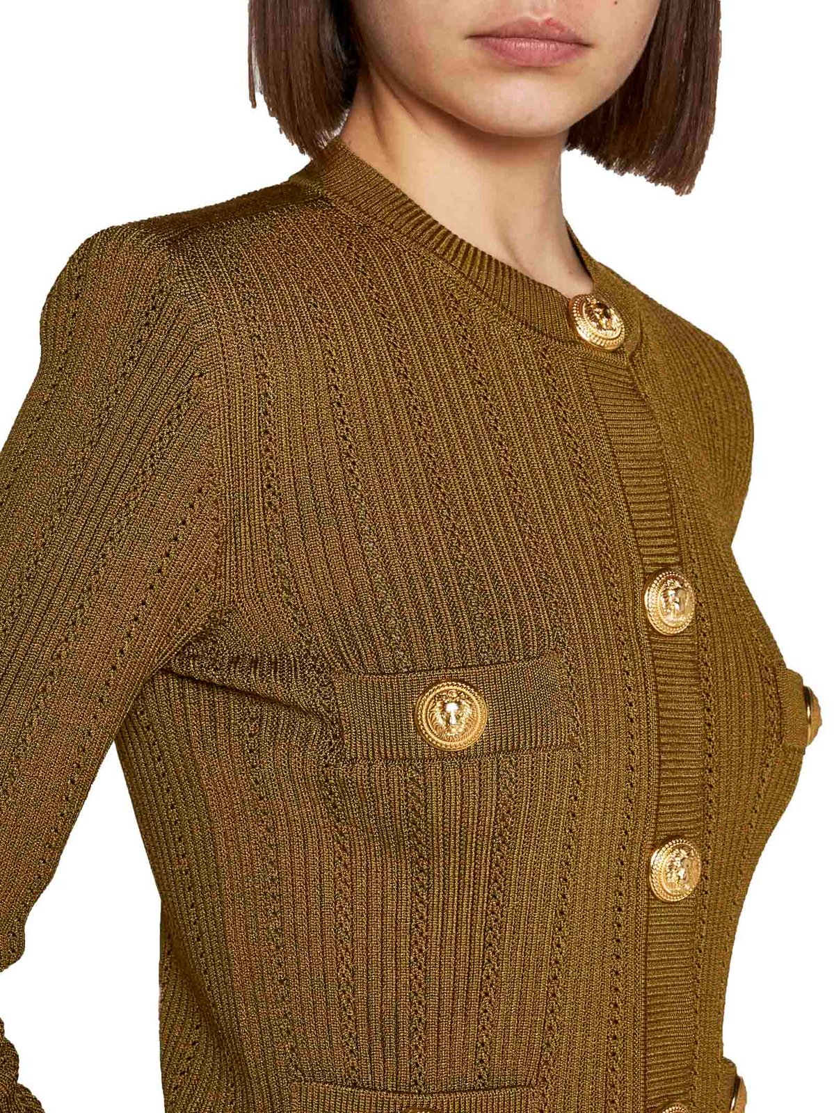 Balmain ボタンディテール クロップド ニット カーディガン