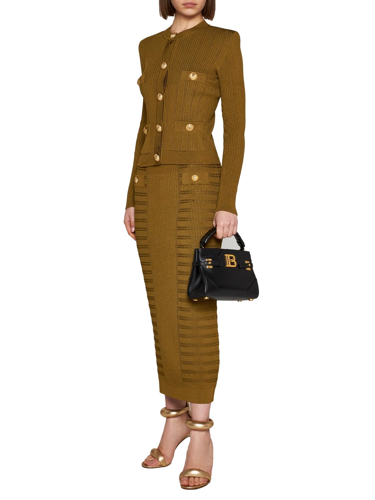 Balmain ボタンディテール クロップド ニット カーディガン