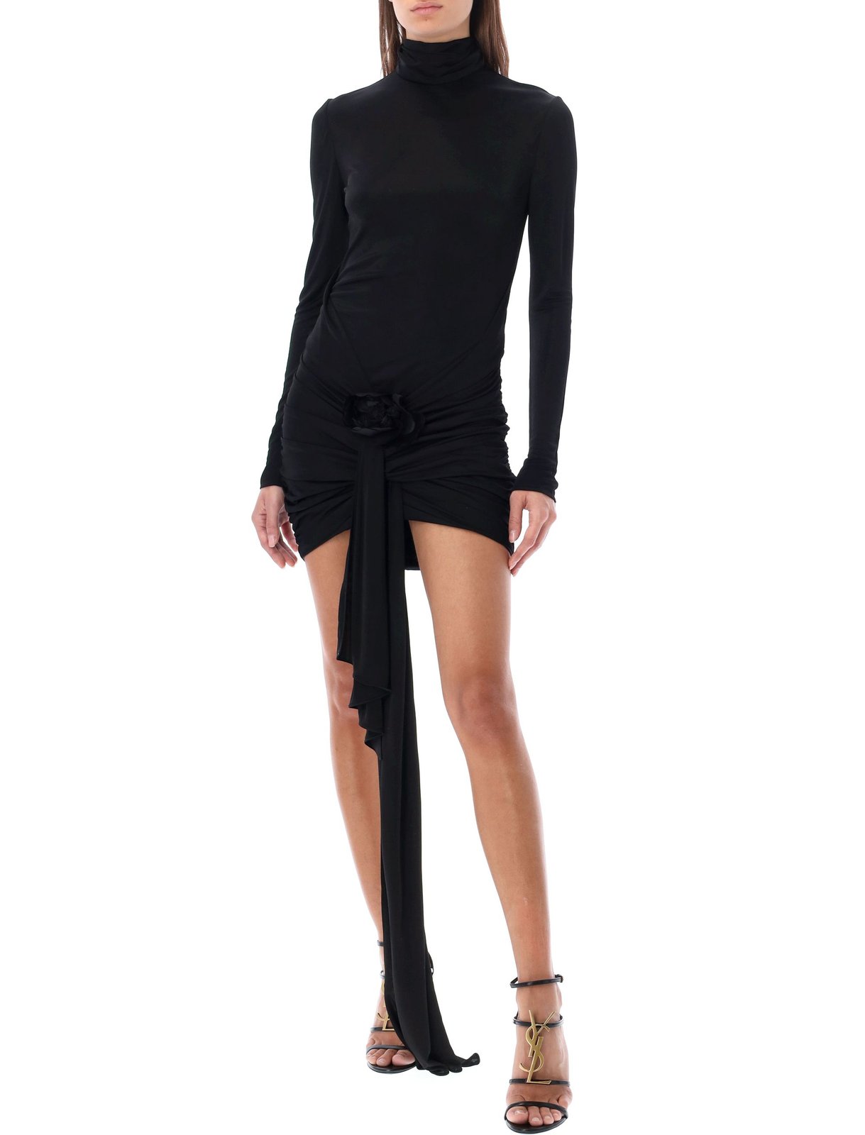 Saint Laurent 垂墜高領迷你連身裙