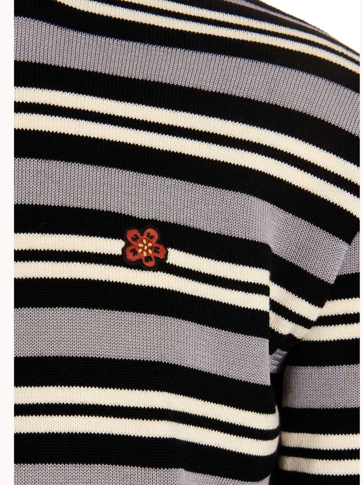 Kenzo 花卉刺繡條紋針織毛衣