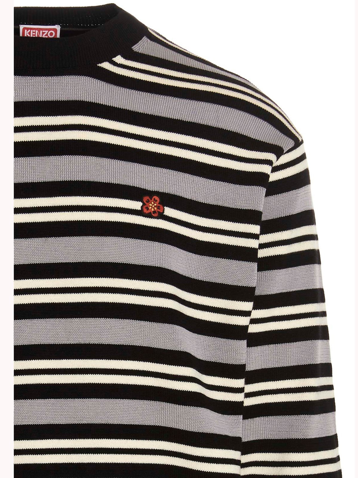 Kenzo 花卉刺繡條紋針織毛衣