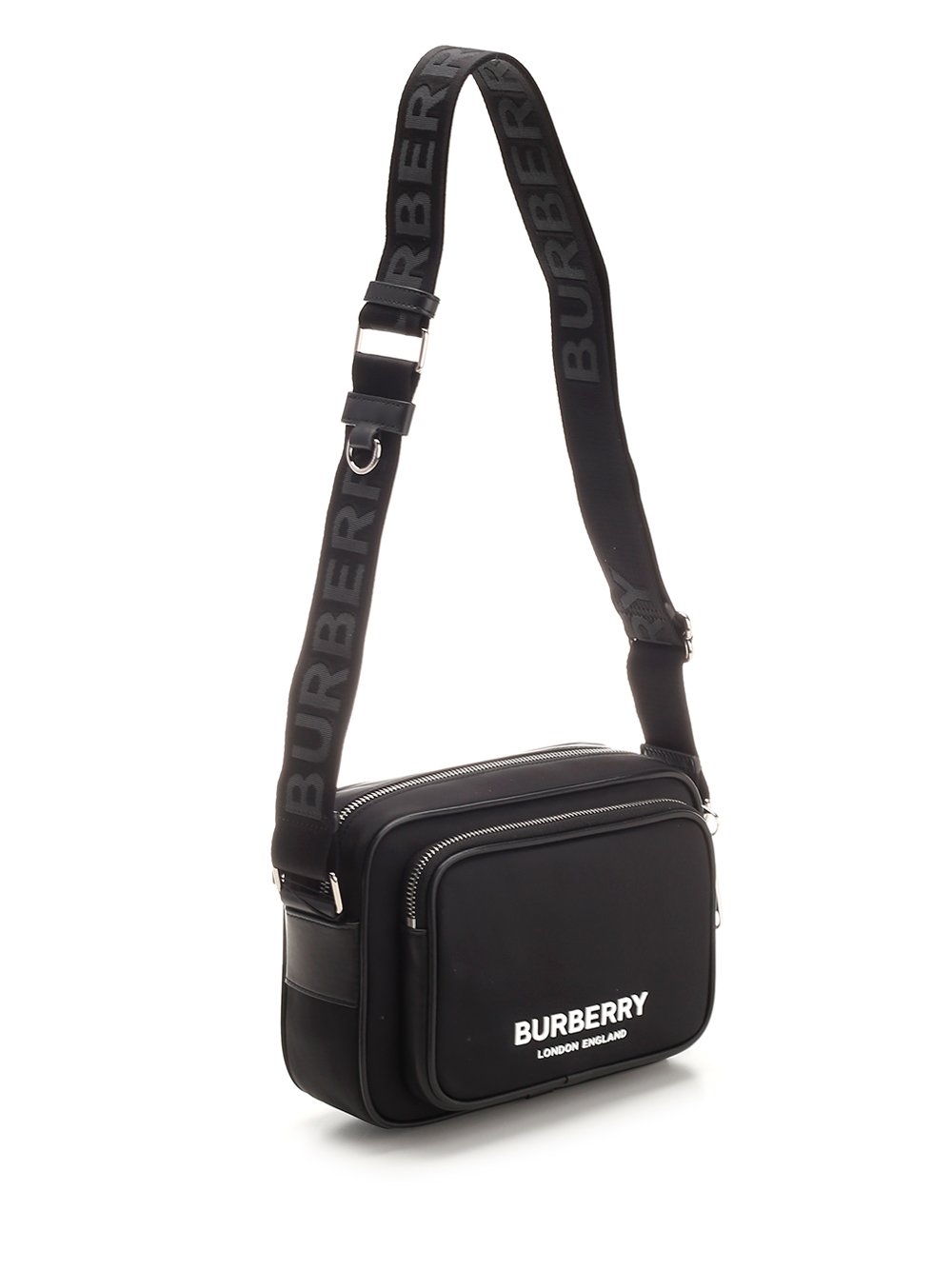 Burberry 標誌印花拉鍊斜背包