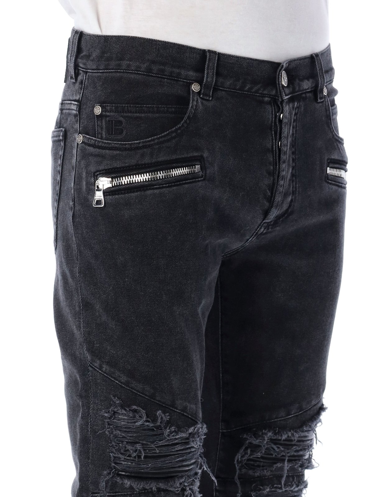 Balmain リブ スリムフィット ジーンズ