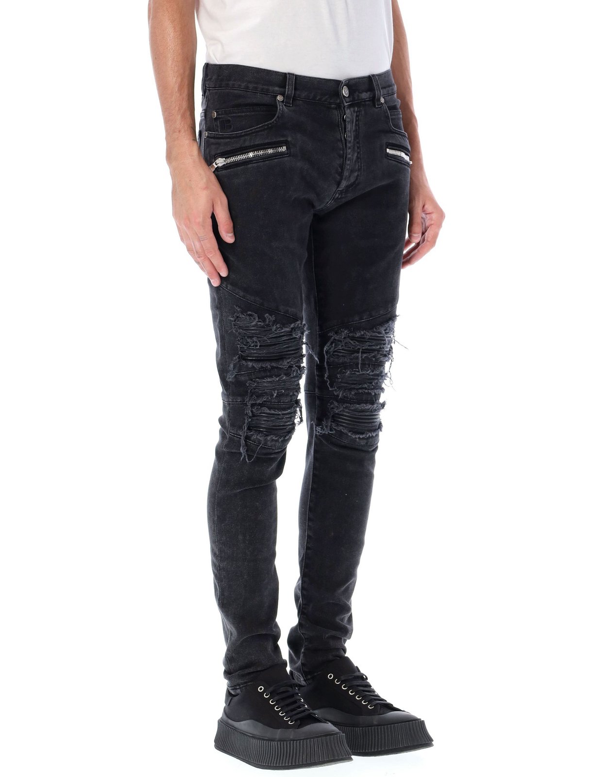 Balmain リブ スリムフィット ジーンズ