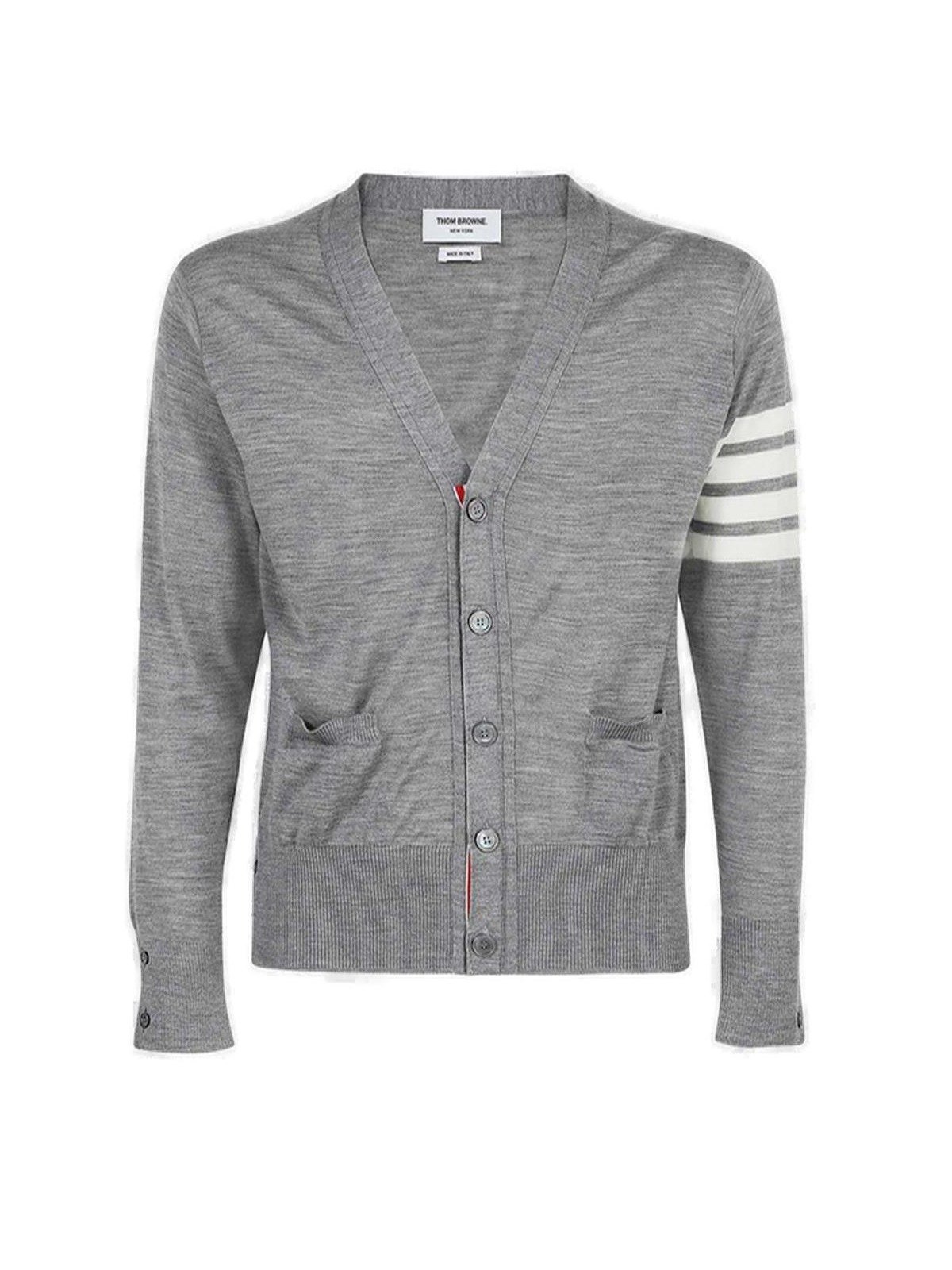 Thom Browne 4-Bar V-Neck Knitted Cardigan