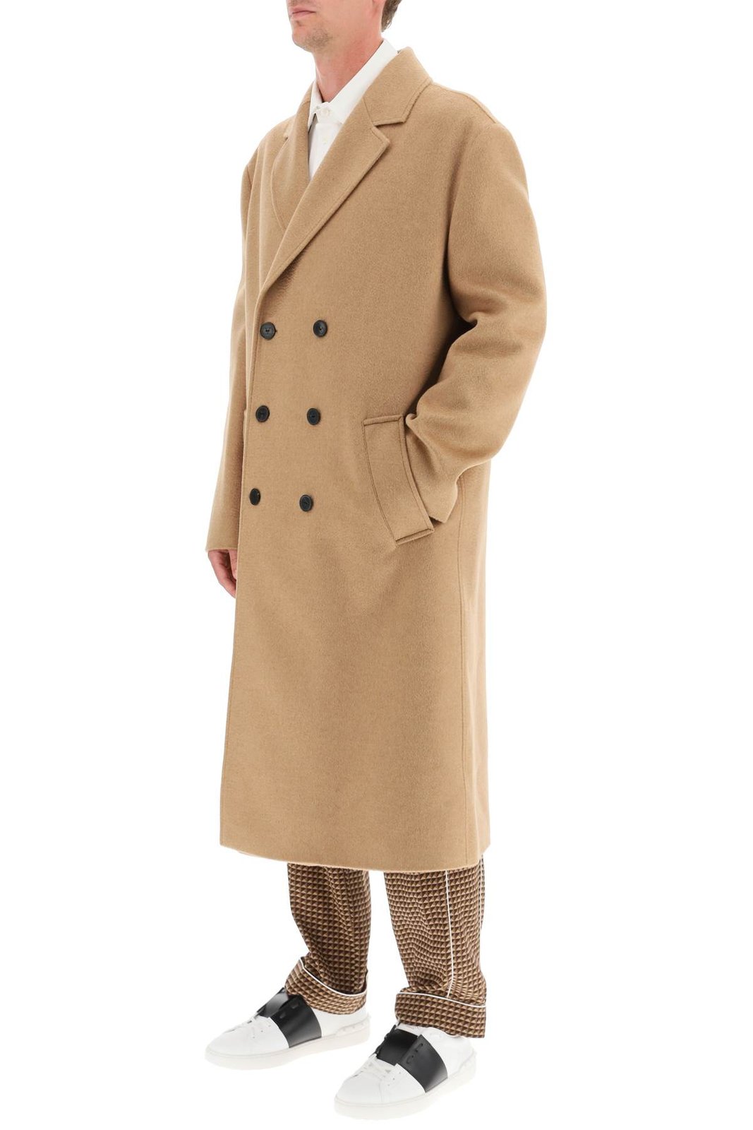 Valentino	Double-Breasted Long-Sleeved Coat