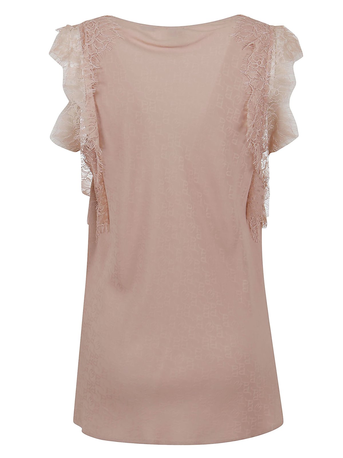 Pinko Lace Trim Logo Jacquard Top
