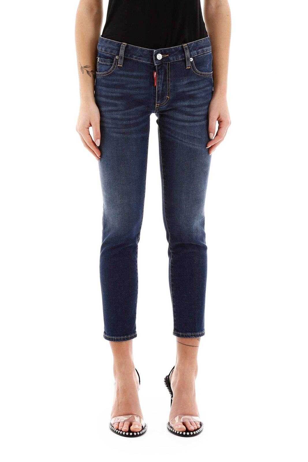 Dsquared2 Logo Appliqué Mid-Rise Cropped Jeans