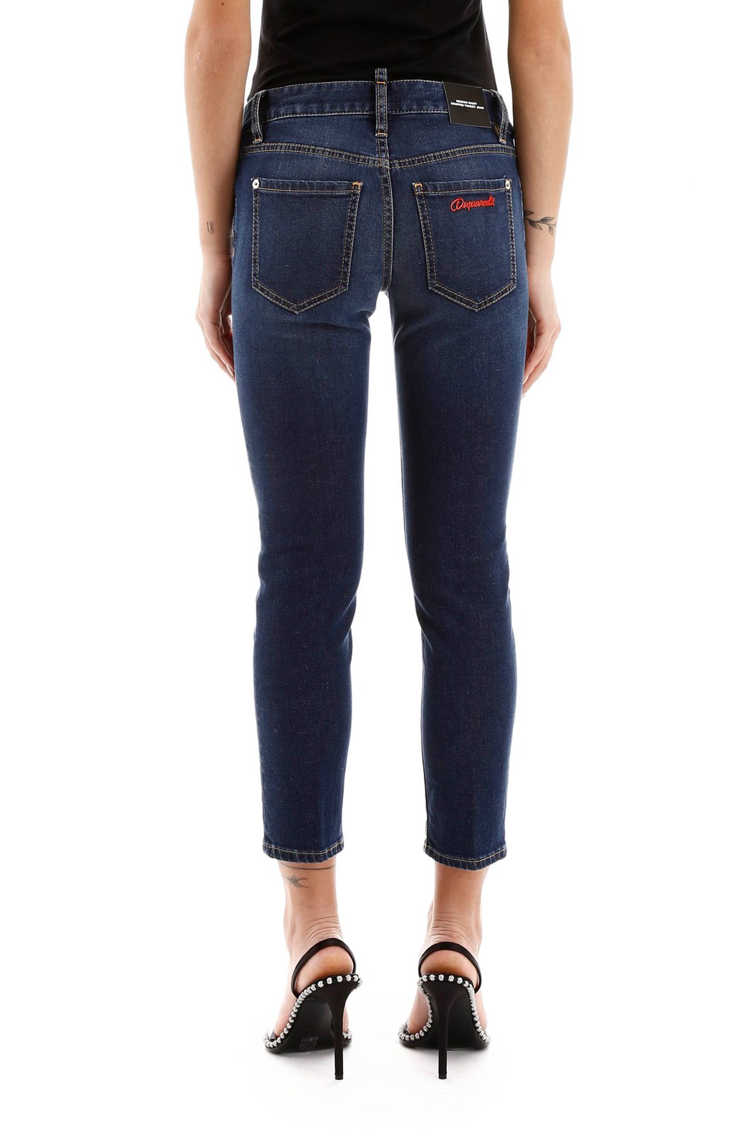 Dsquared2 Logo Appliqué Mid-Rise Cropped Jeans
