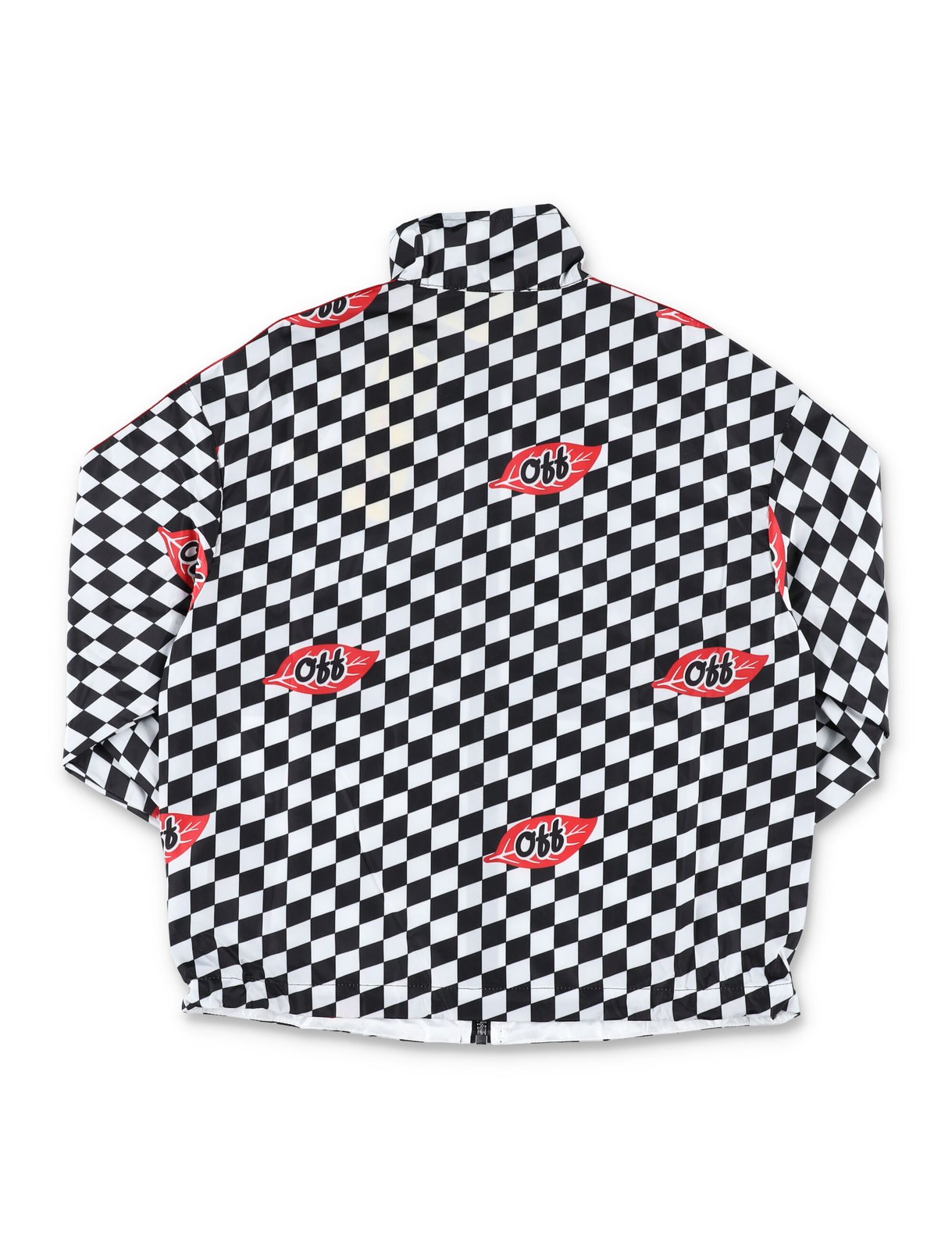 オフホワイト キッズ チェック プリント ジップ ジャケット