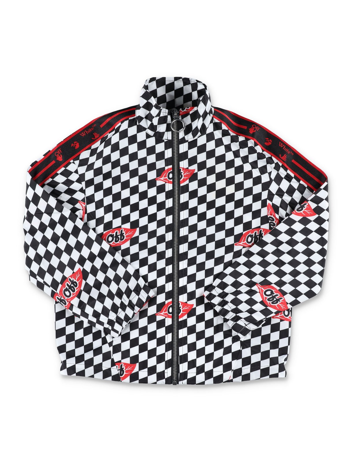 オフホワイト キッズ チェック プリント ジップ ジャケット