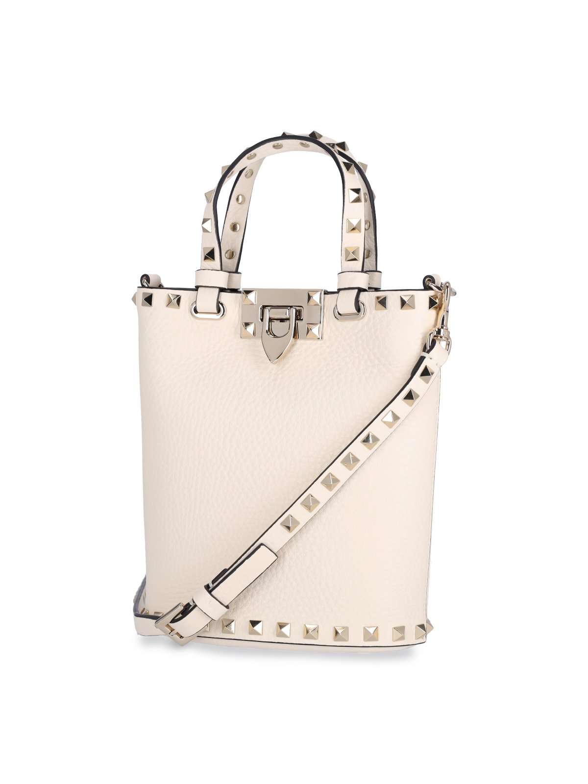 Valentino Garavani Rockstud Logo Lettering Mini Bucket Bag