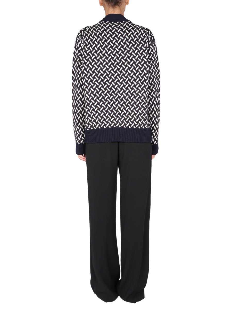 Jil Sander Removable Belt Detailed Jacquard Sweater