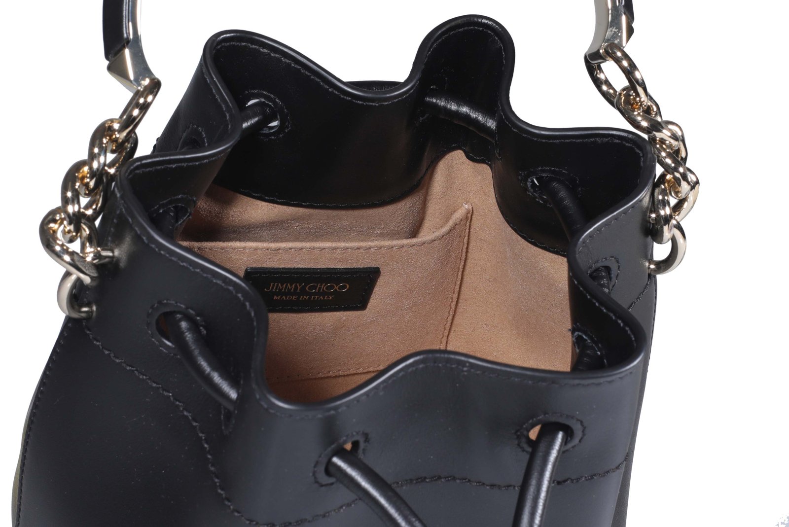 Jimmy Choo Bon Bon Logo Printed Bucket Bag