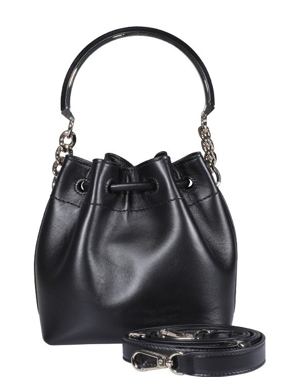 Jimmy Choo Bon Bon Logo Printed Bucket Bag