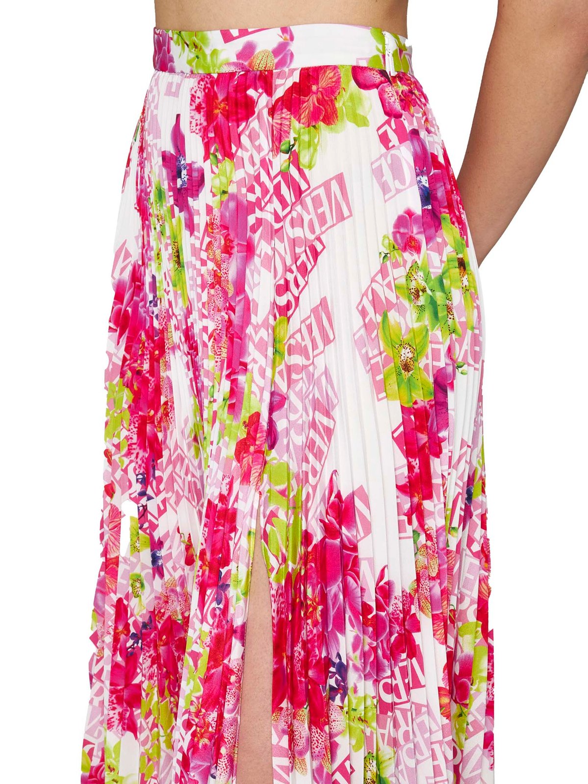 Versace Floral Printed Pleated Skirt
