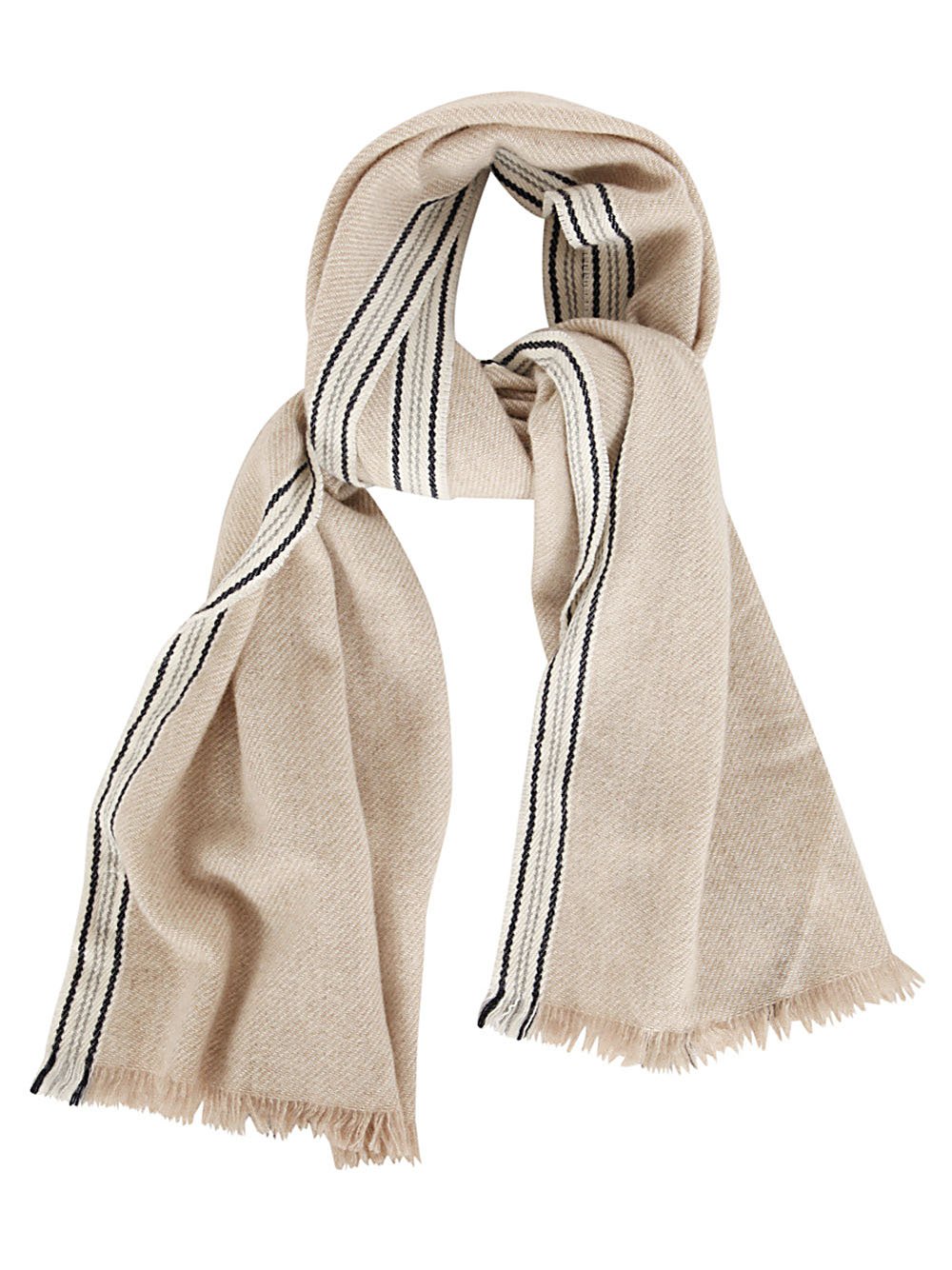 Brunello Cucinelli Fringed Edge Striped Scarf