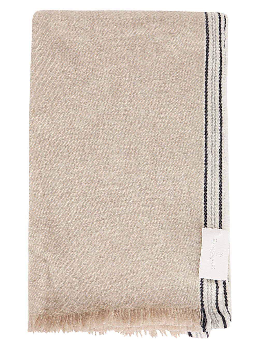 Brunello Cucinelli Fringed Edge Striped Scarf