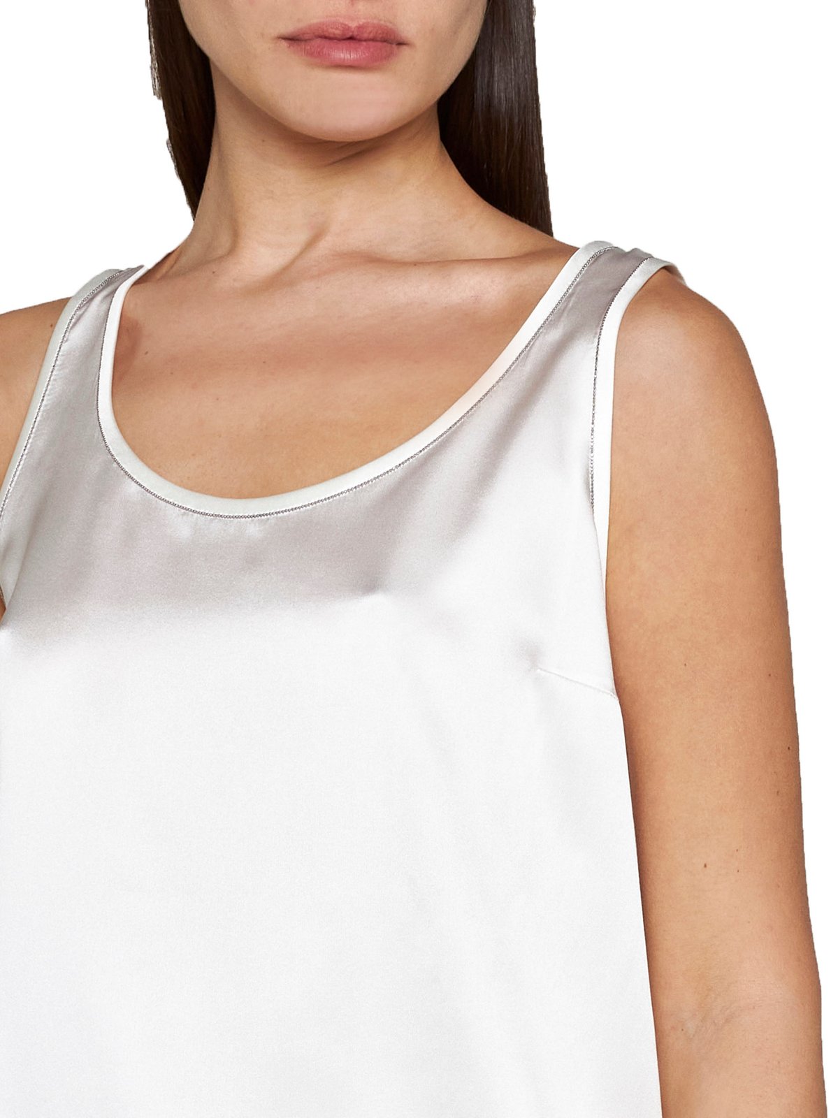 Brunello Cucinelli Embellished Satin Tank Top