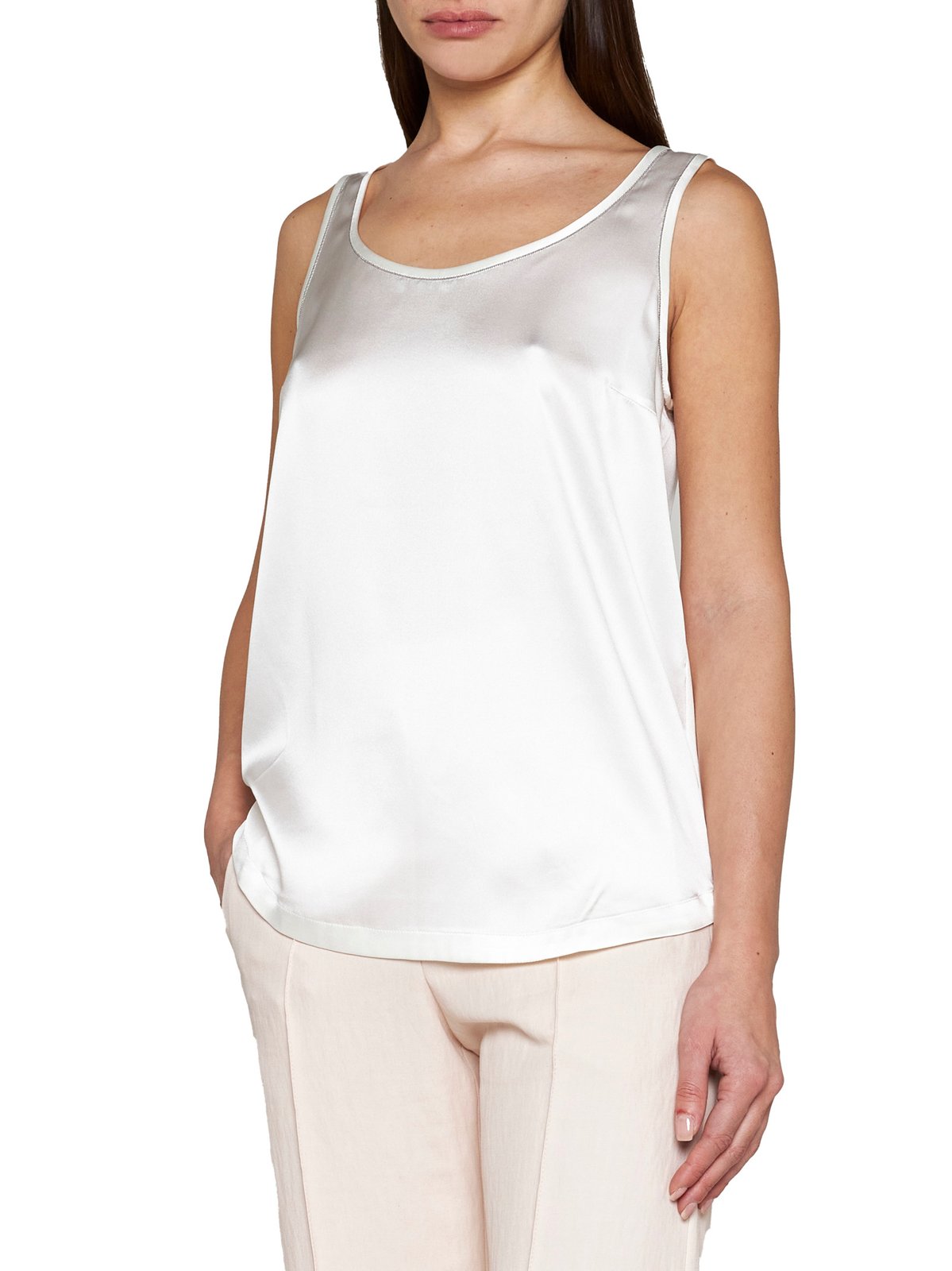 Brunello Cucinelli Embellished Satin Tank Top
