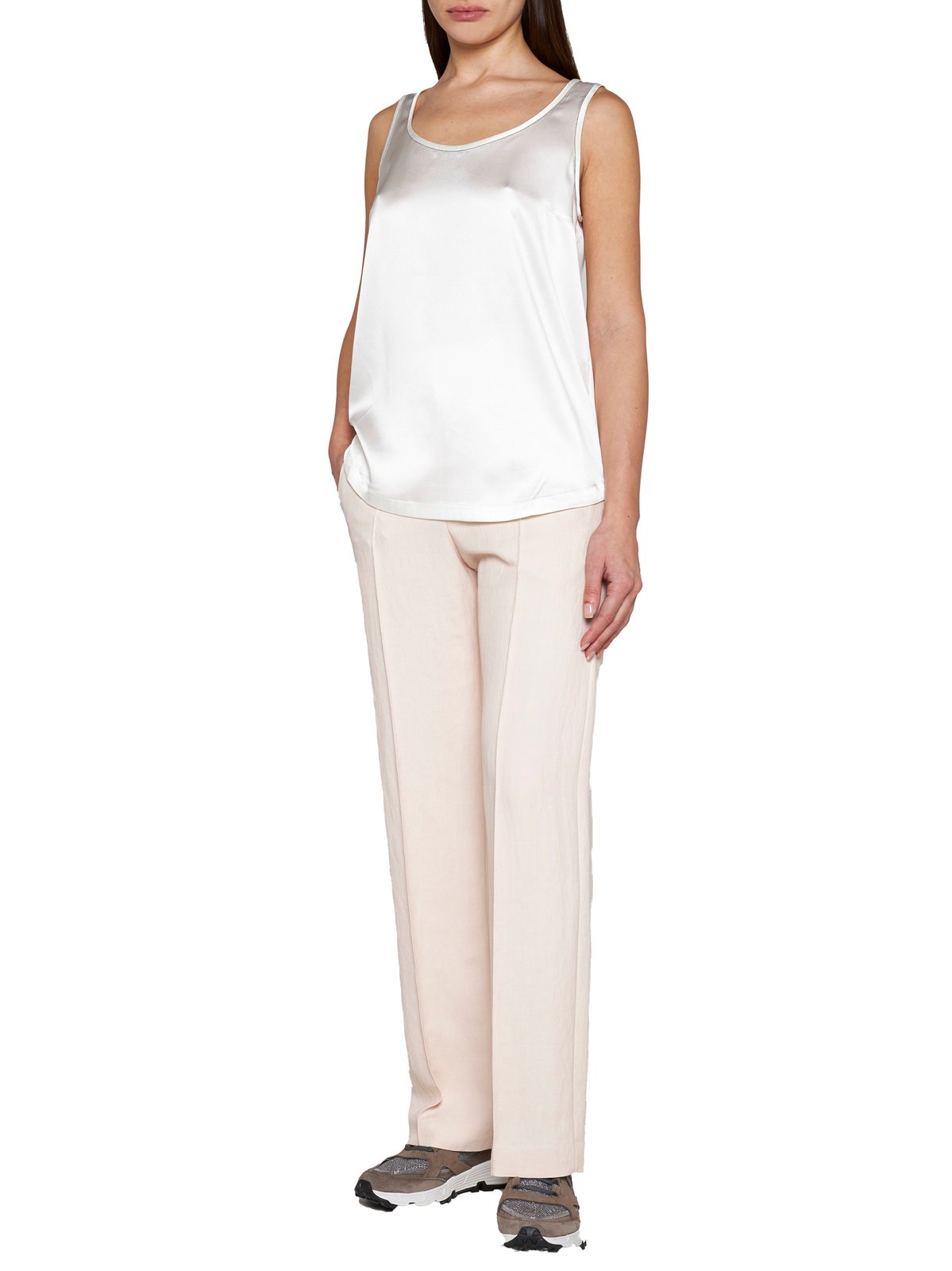 Brunello Cucinelli Embellished Satin Tank Top