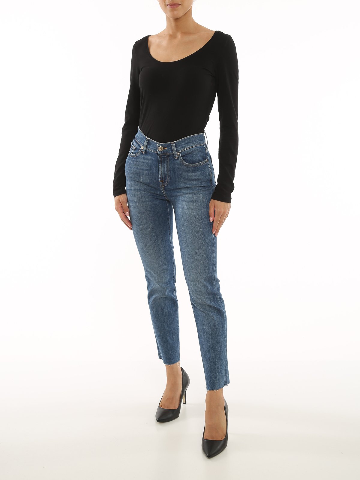 7 For All Mankind Logo Patch Cropped Jeans