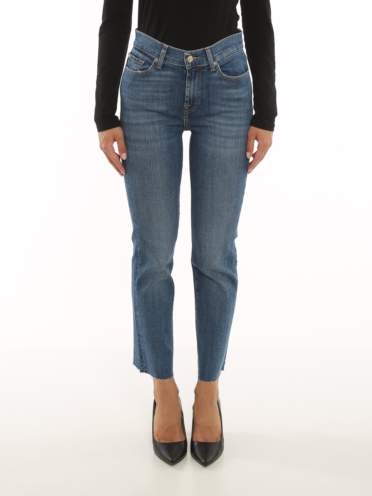 7 For All Mankind Logo Patch Cropped Jeans