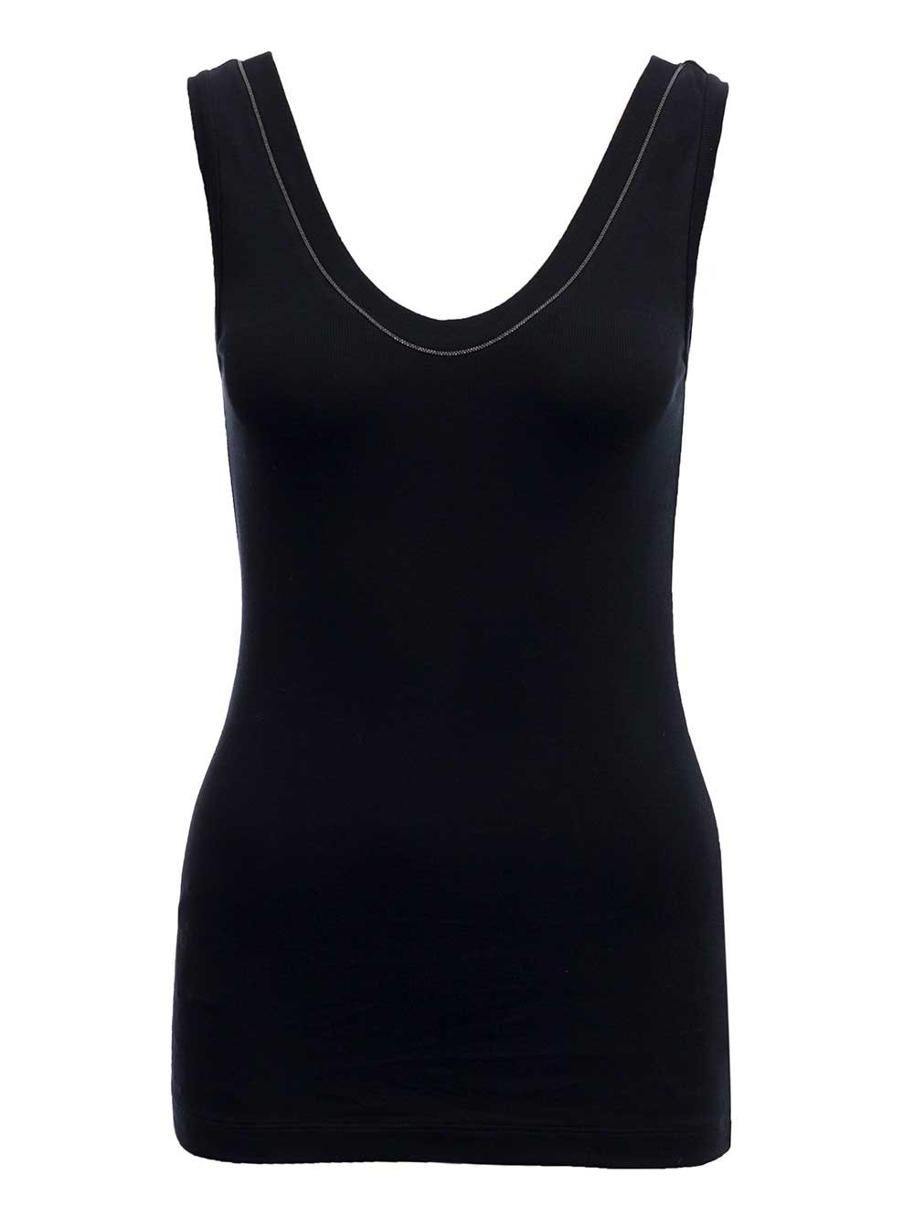 Brunello Cucinelli Monili Embellished Trim Ribbed-Knit Tank Top