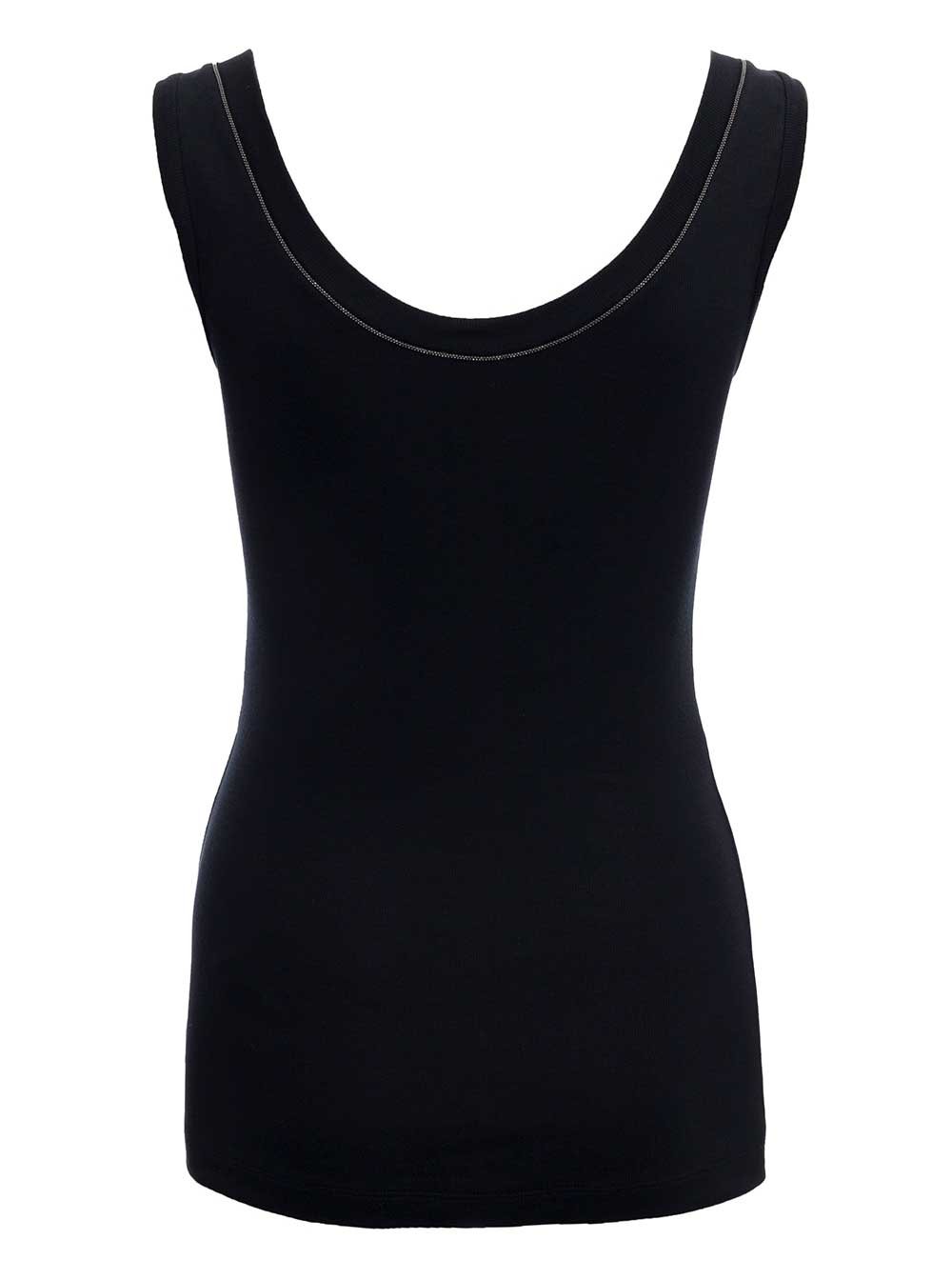 Brunello Cucinelli Monili Embellished Trim Ribbed-Knit Tank Top