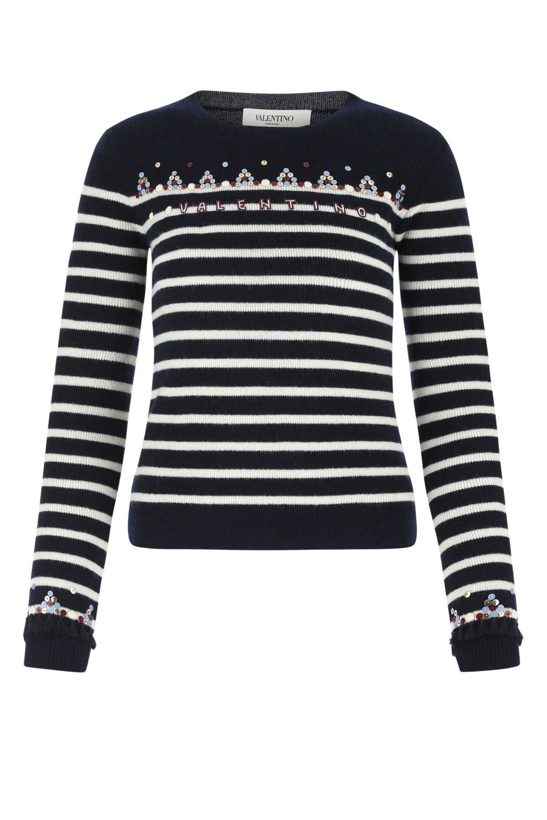 Valentino Logo Embroidered Striped Jumper