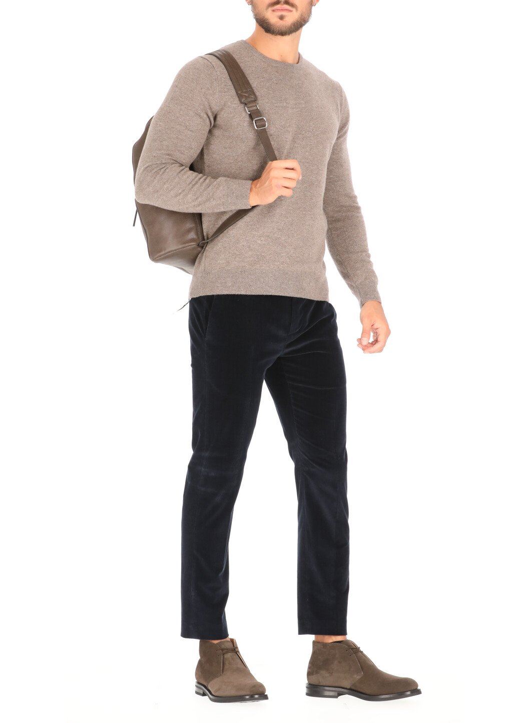 PT Torino Mid-Rise Cropped Velvet Trousers