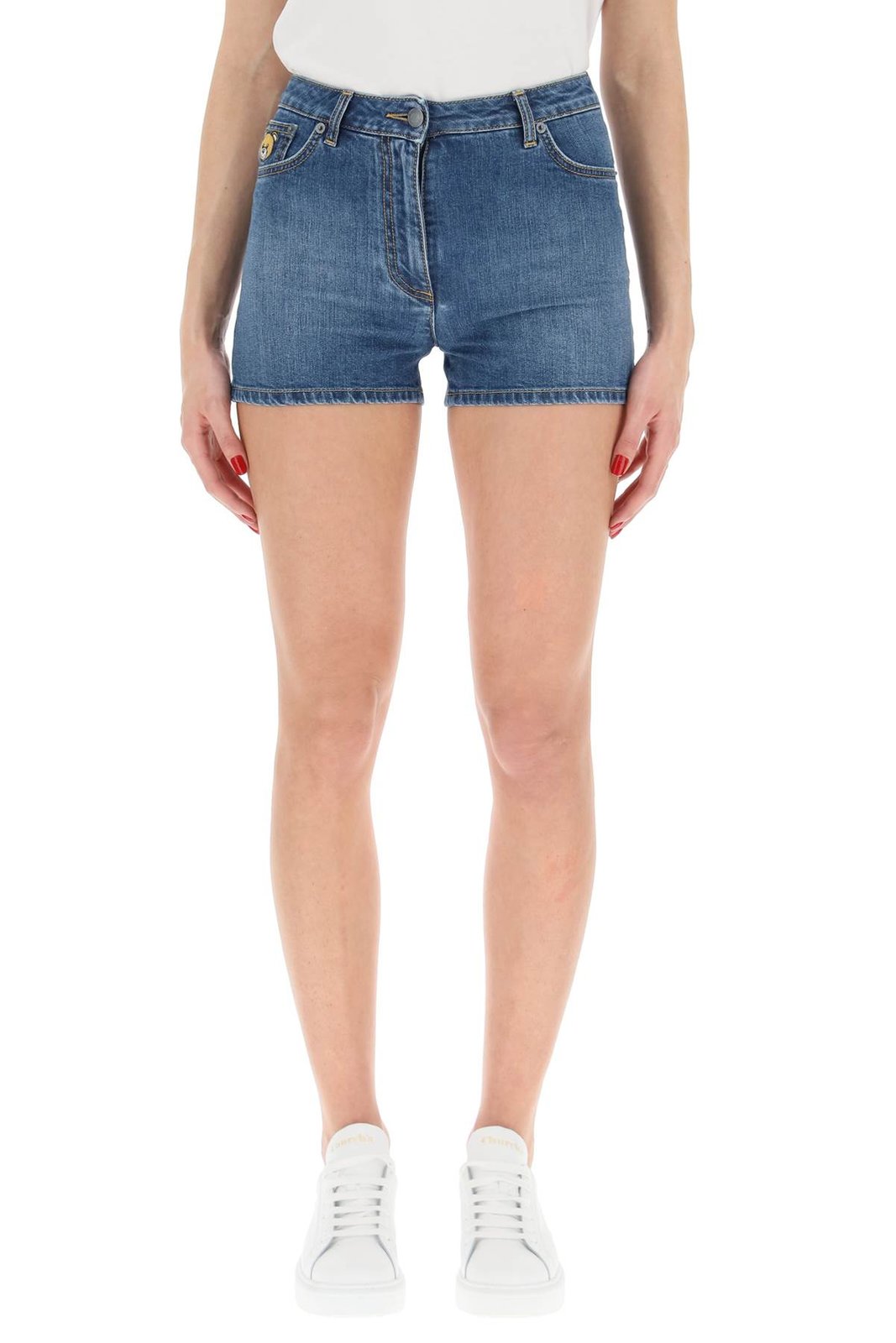Moschino Teddy Bear Patch Denim Shorts