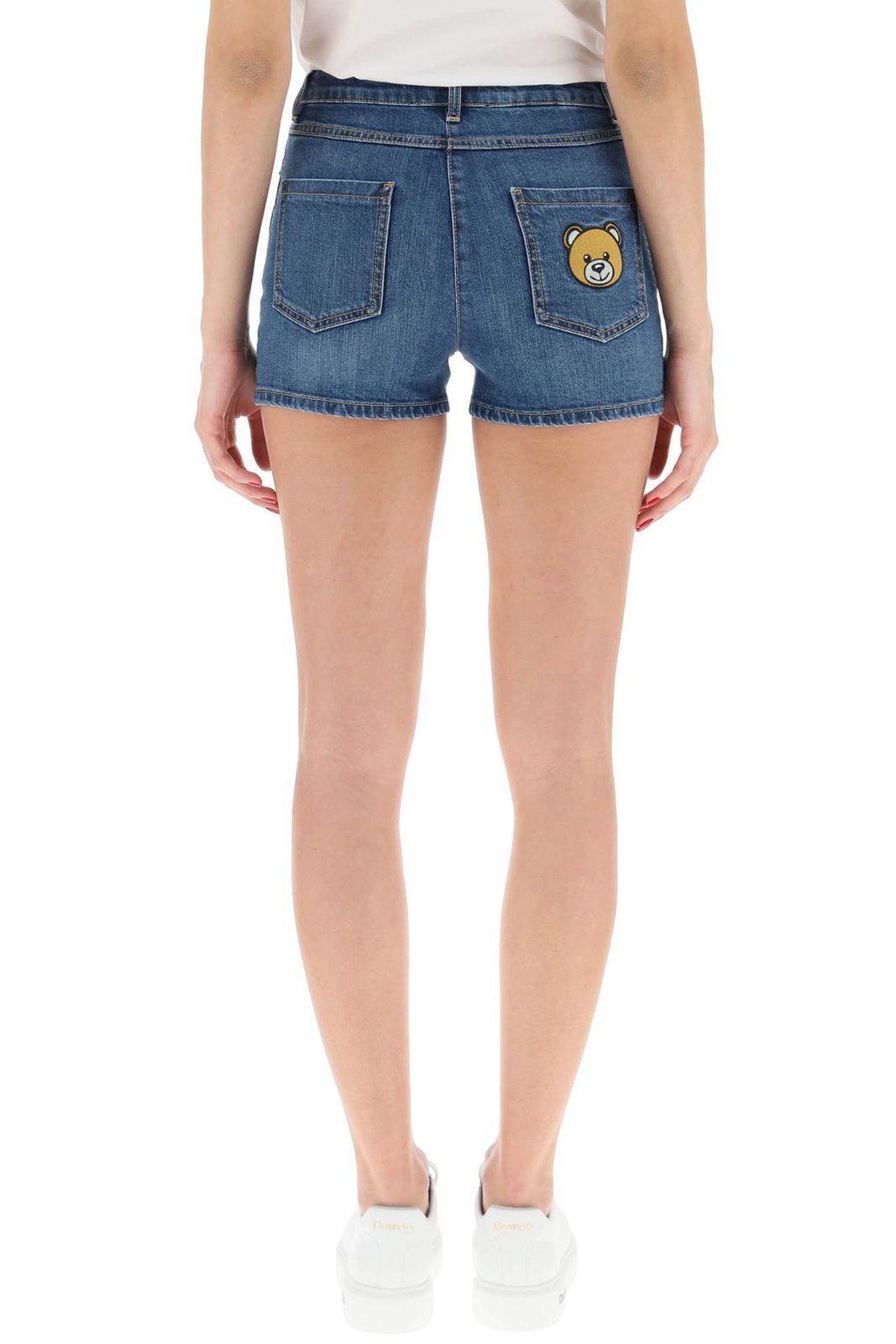 Moschino Teddy Bear Patch Denim Shorts