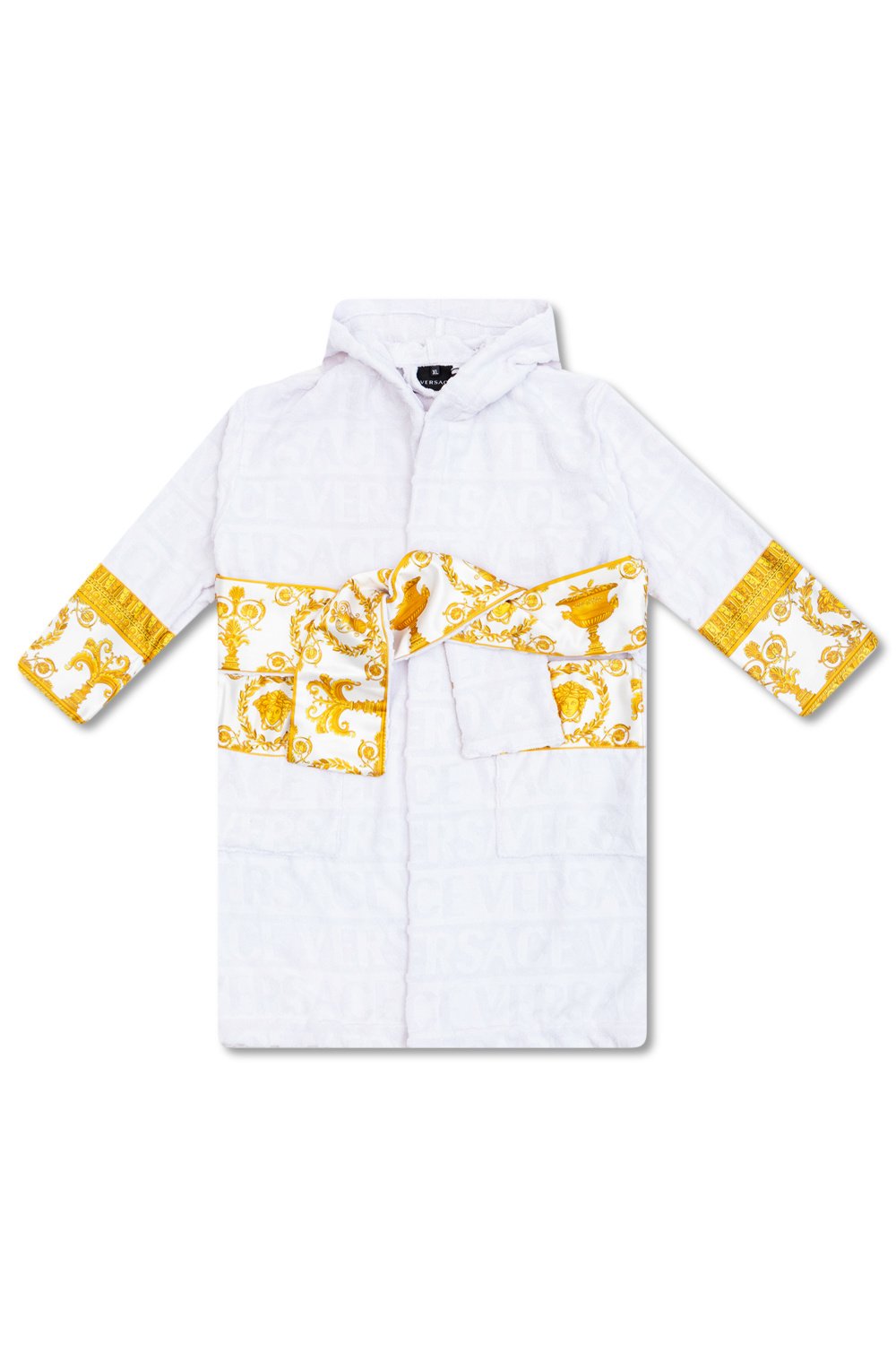 Versace Kids Belted Logo Monogram Hooded Robe