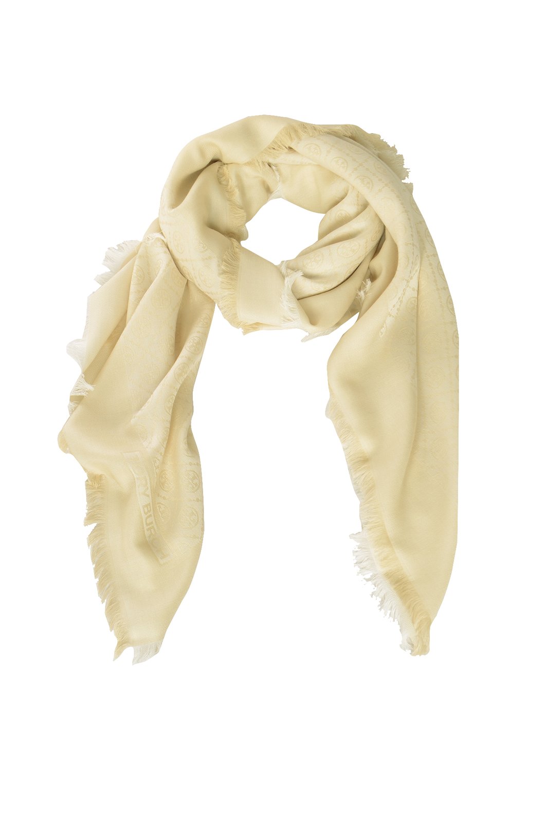 Tory Burch T Monogram Fringed Edge Scarf