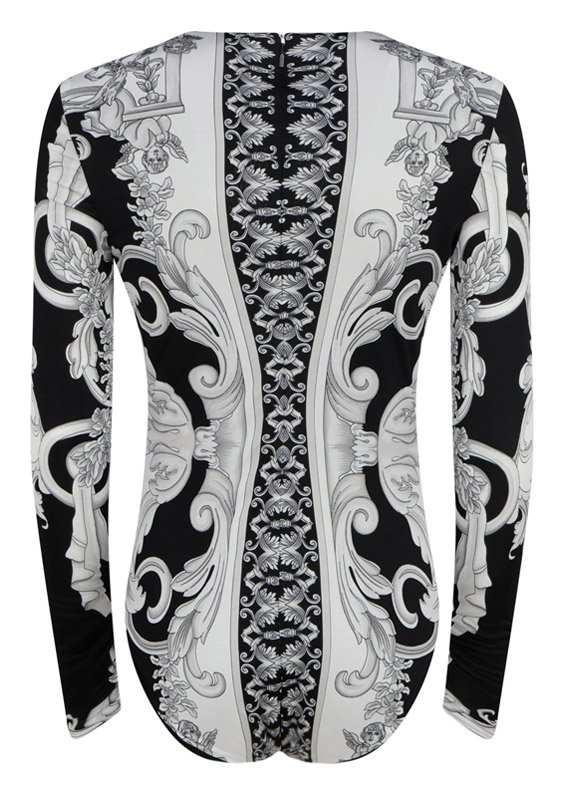 Versace Baroque Print Long Sleeved Bodysuit