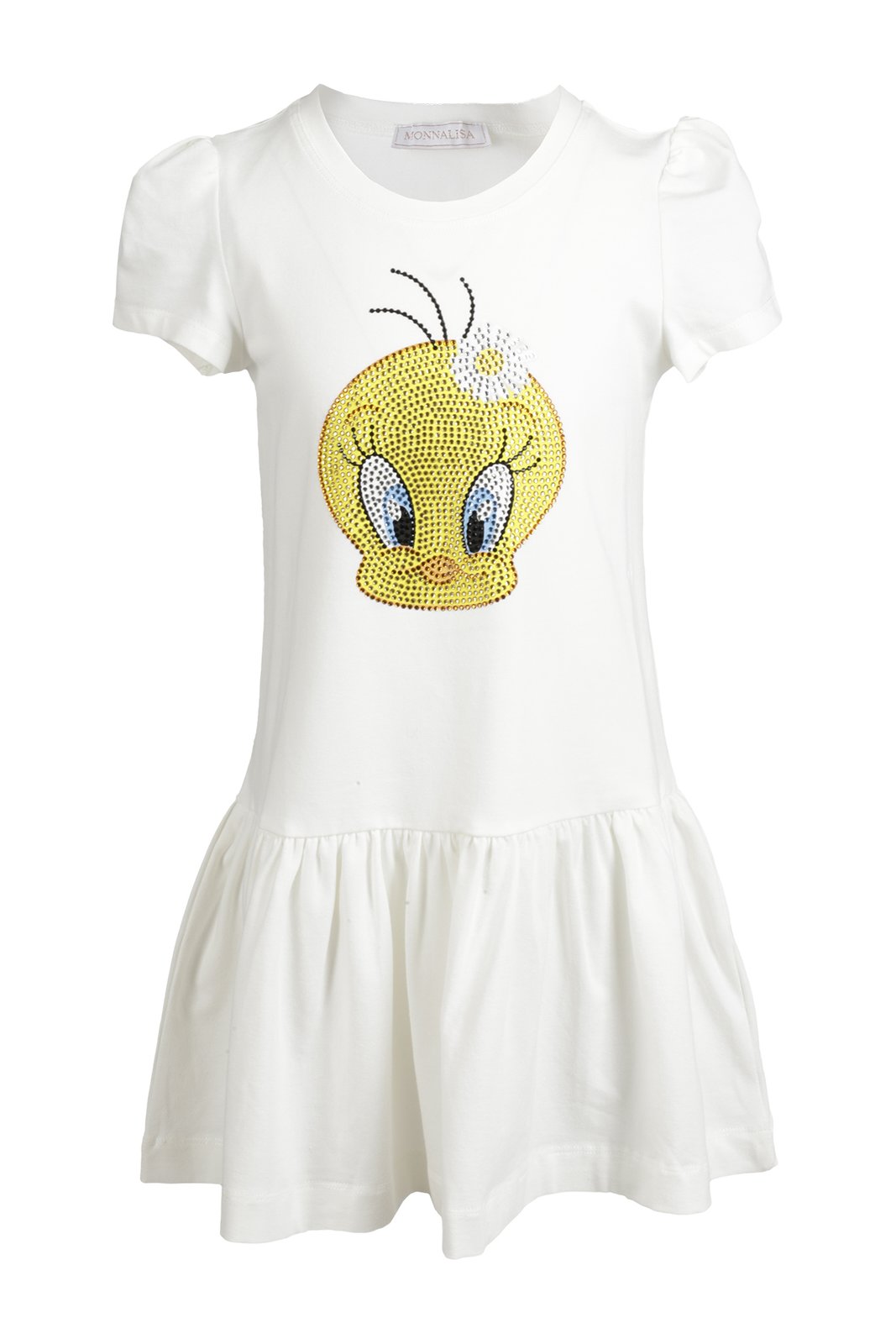 Monnalisa Crewneck Ruffled Hem Dress